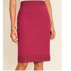 Ann Taylor Doubleweave Lace Trim Pencil Skirt